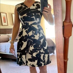 Abstract Black and White Dress